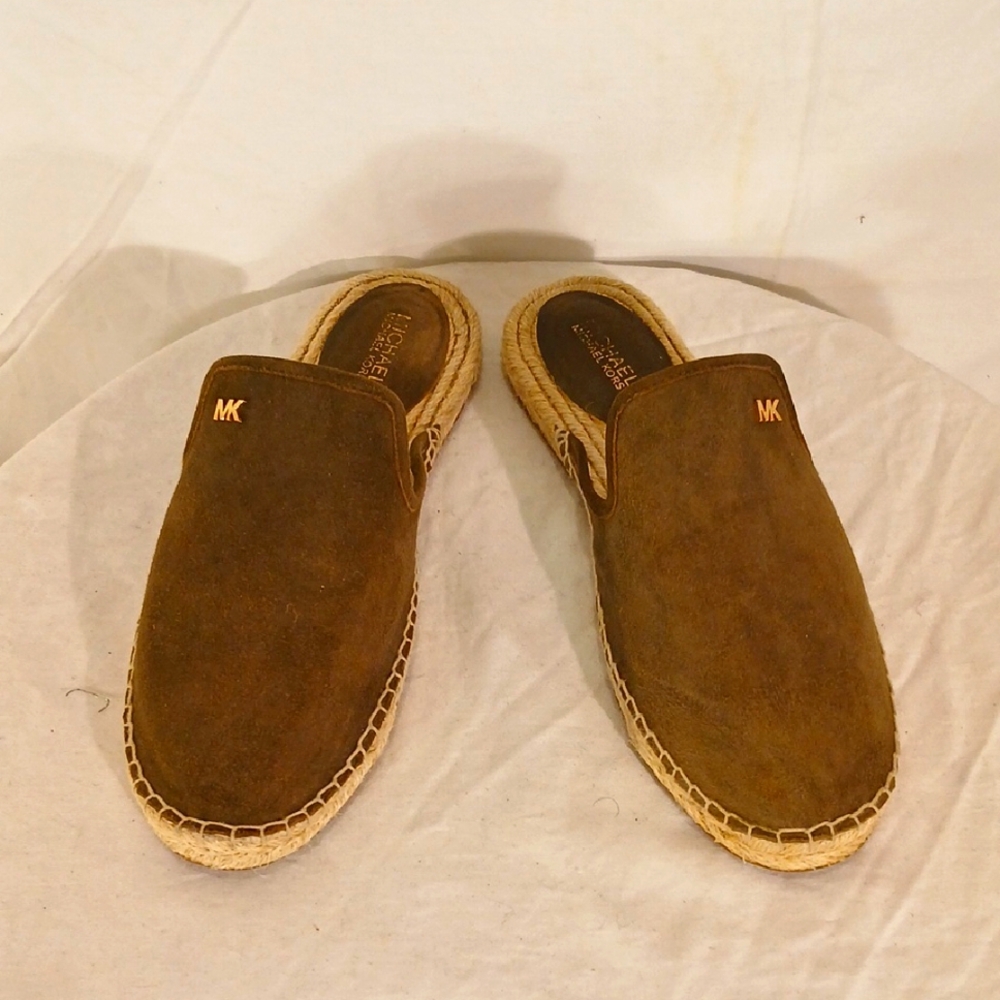 Michael Kors Army Green Suede Espadrille Mules